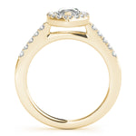 LUMEO Marquise Halo Diamond Engagement Ring Side View in 18k Solid Yellow Gold 