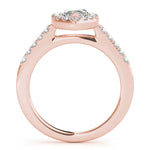 LUMEO Marquise Halo Diamond Engagement Ring Side View in 18k Solid Rose Gold 