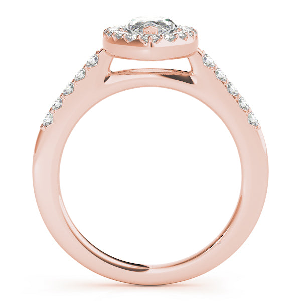 LUMEO Marquise Halo Diamond Engagement Ring Side View in 18k Solid Rose Gold 