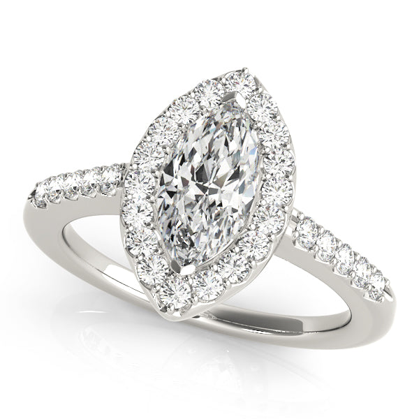 LUMEO Marquise Halo Diamond Engagement Ring Set in Platinum 