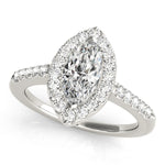 LUMEO Marquise Halo Diamond Engagement Ring Set in Platinum 