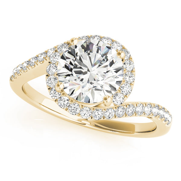 LUMEO Round Halo Diamond Engagement Ring Front View in 18k Solid Yellow Gold 
