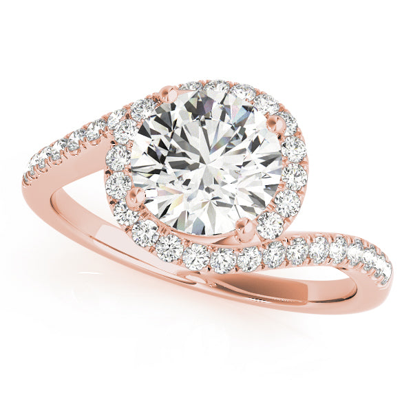 LUMEO Round Halo Diamond Engagement Ring Front View in 18k Solid Rose Gold 