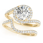 LUMEO Round Halo Diamond Engagement Ring Set in 18k Solid Yellow Gold 
