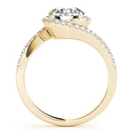 LUMEO Round Halo Diamond Engagement Ring Side View in 18k Solid Yellow Gold 