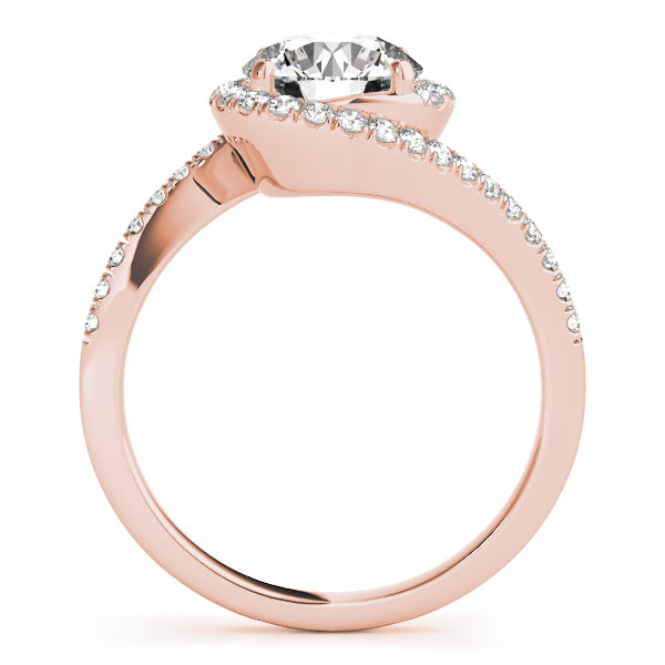 LUMEO Round Halo Diamond Engagement Ring Side View in 18k Solid Rose Gold 
