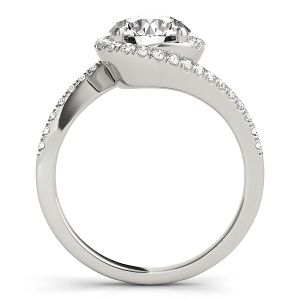 LUMEO Round Halo Diamond Engagement Ring Side View in Platinum 