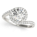 LUMEO Round Halo Diamond Engagement Ring Angle View in Platinum 