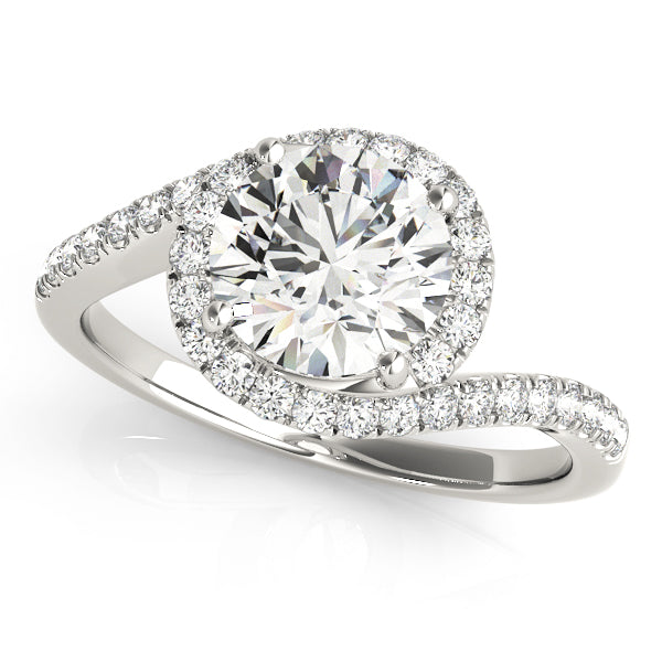 LUMEO Round Halo Diamond Engagement Ring Angle View in Platinum 