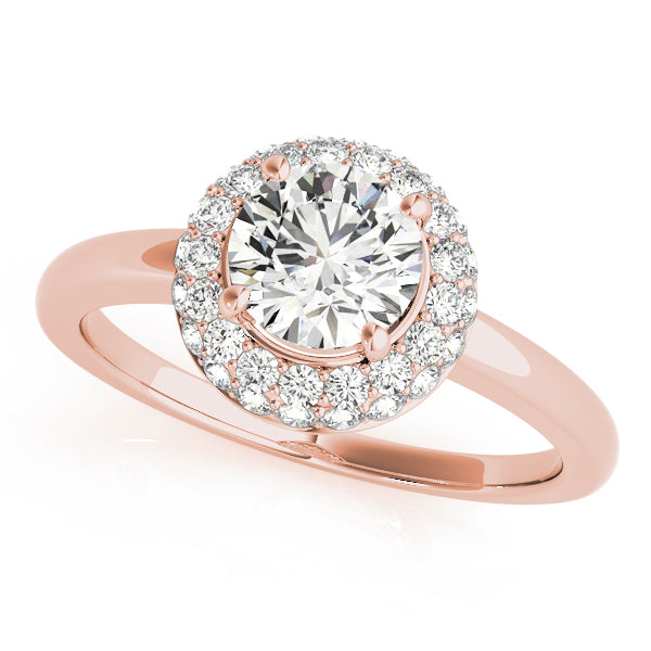LUMEO Round Halo Diamond Engagement Ring Front View in 18k Solid Rose Gold 