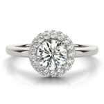 LUMEO Round Halo Diamond Engagement Ring Angle View in Platinum 