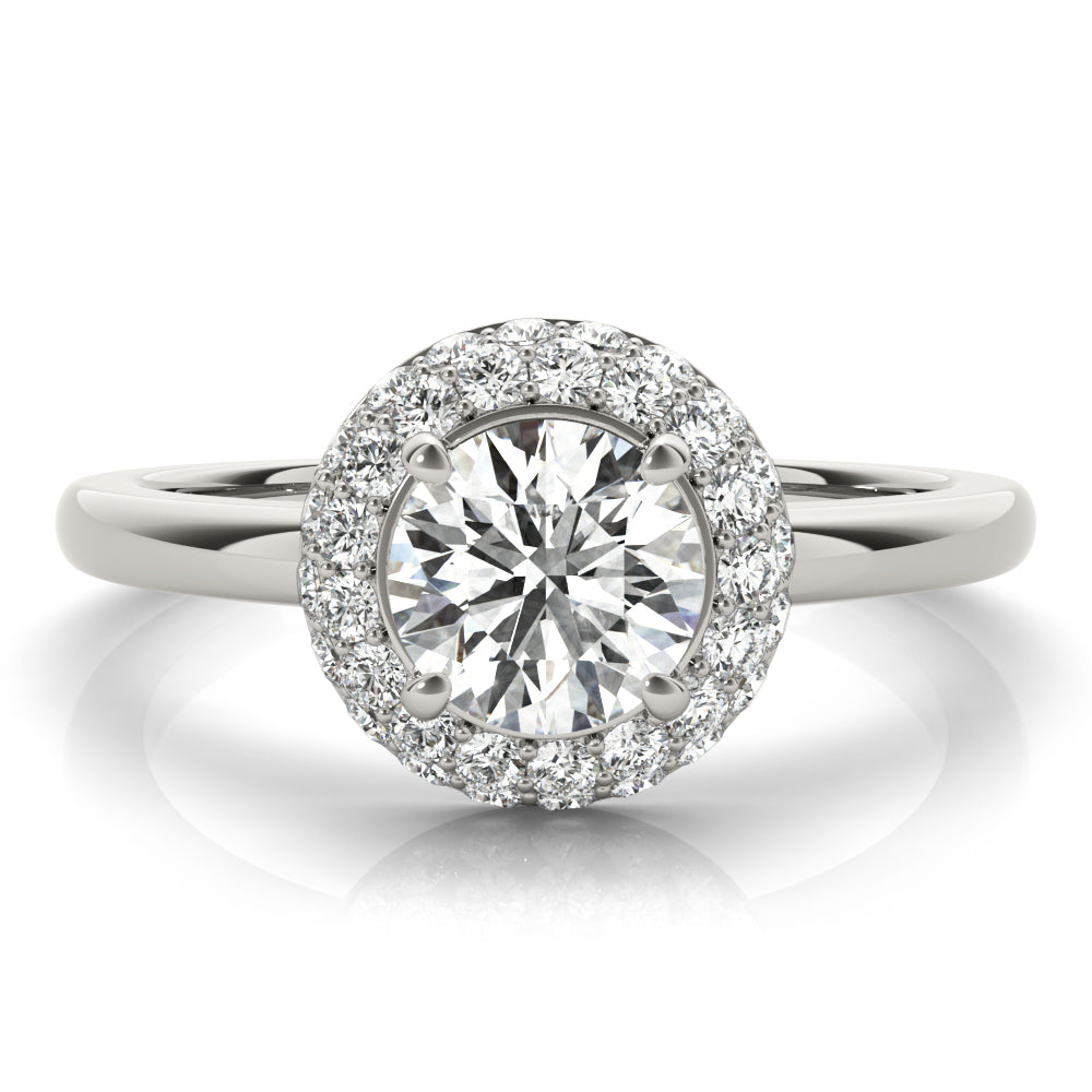 LUMEO Round Halo Diamond Engagement Ring Angle View in Platinum 