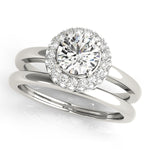 LUMEO Round Halo Diamond Engagement Ring Set in Platinum 