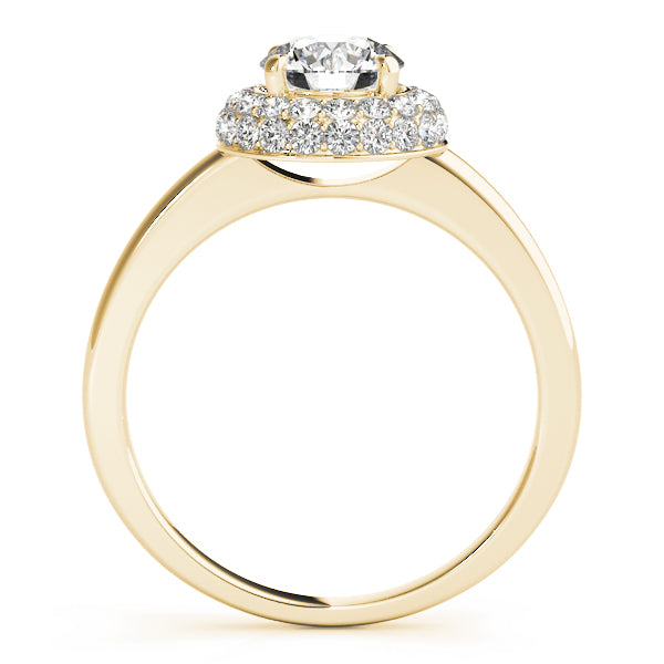 LUMEO Round Halo Diamond Engagement Ring Side View in 18k Solid Yellow Gold 