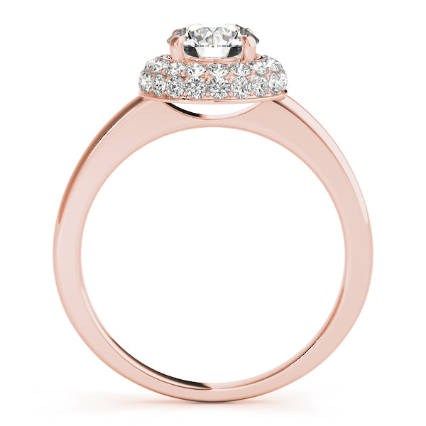 LUMEO Round Halo Diamond Engagement Ring Side View in 18k Solid Rose Gold 