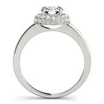 LUMEO Round Halo Diamond Engagement Ring Side View in Platinum 
