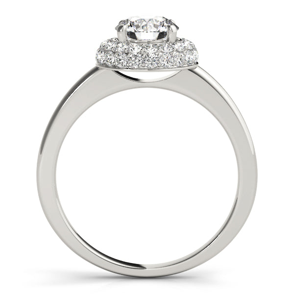 LUMEO Round Halo Diamond Engagement Ring Side View in Platinum 
