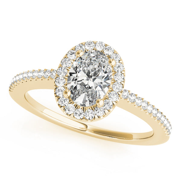 LUMEO Oval Halo Diamond Engagement Ring Front View in 18k Solid Yellow Gold 