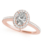 LUMEO Oval Halo Diamond Engagement Ring Front View in 18k Solid Rose Gold 