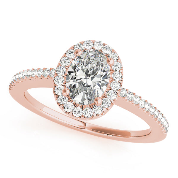 LUMEO Oval Halo Diamond Engagement Ring Front View in 18k Solid Rose Gold 