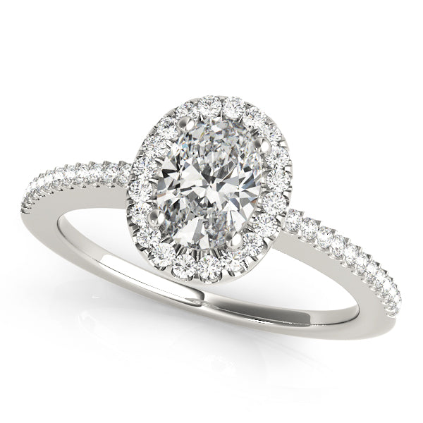 LUMEO Oval Halo Diamond Engagement Ring Front View in Platinum 
