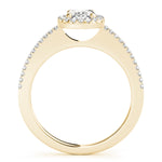 LUMEO Oval Halo Diamond Engagement Ring Side View in 18k Solid Yellow Gold 