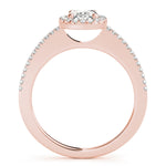 LUMEO Oval Halo Diamond Engagement Ring Side View in 18k Solid Rose Gold 