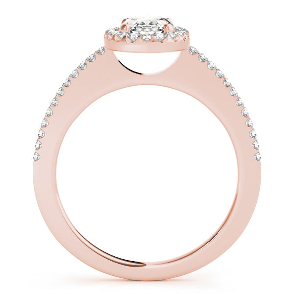 LUMEO Oval Halo Diamond Engagement Ring Side View in 18k Solid Rose Gold 