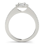 LUMEO Oval Halo Diamond Engagement Ring Side View in Platinum 