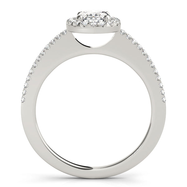 LUMEO Oval Halo Diamond Engagement Ring Side View in Platinum 