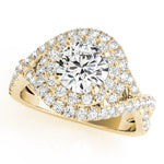 LUMEO Round Halo Diamond Engagement Ring Front View in 18k Solid Yellow Gold 
