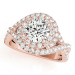 LUMEO Round Halo Diamond Engagement Ring Front View in 18k Solid Rose Gold 