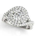 LUMEO Round Halo Diamond Engagement Ring Front View in Platinum 