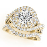 LUMEO Round Halo Diamond Engagement Ring Set in 18k Solid Yellow Gold 
