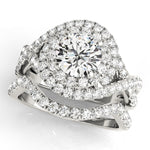 LUMEO Round Halo Diamond Engagement Ring Set in Platinum 
