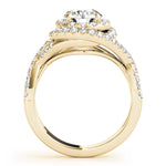 LUMEO Round Halo Diamond Engagement Ring Side View in 18k Solid Yellow Gold 