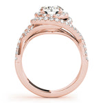 LUMEO Round Halo Diamond Engagement Ring Side View in 18k Solid Rose Gold 