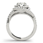LUMEO Round Halo Diamond Engagement Ring Side View in Platinum 