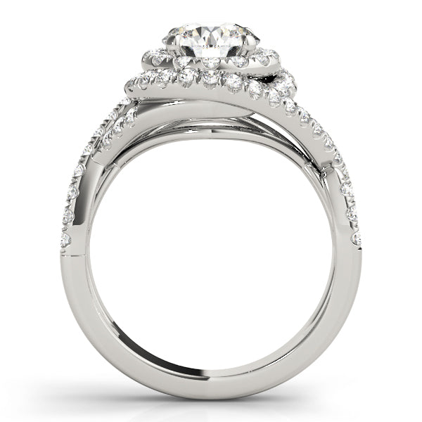 LUMEO Round Halo Diamond Engagement Ring Side View in Platinum 