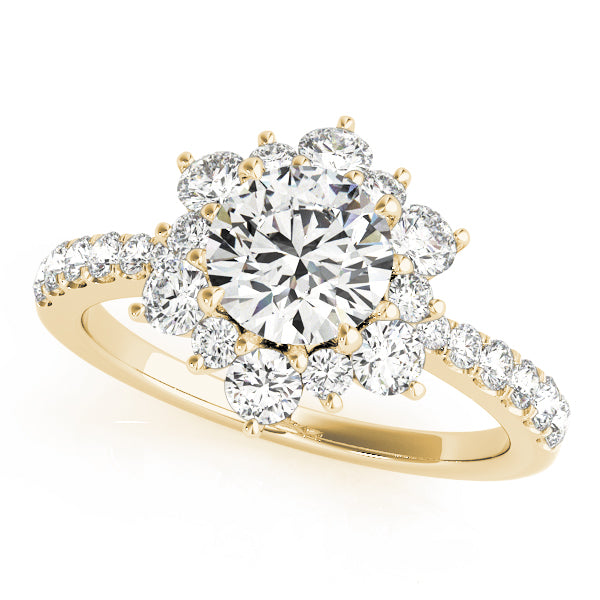 LUMEO Round Floral-Inspired Halo Engagement Ring 