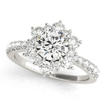 LUMEO Round Floral-Inspired Halo Engagement Ring 