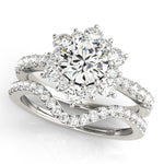 LUMEO Round Floral-Inspired Halo Engagement Ring 