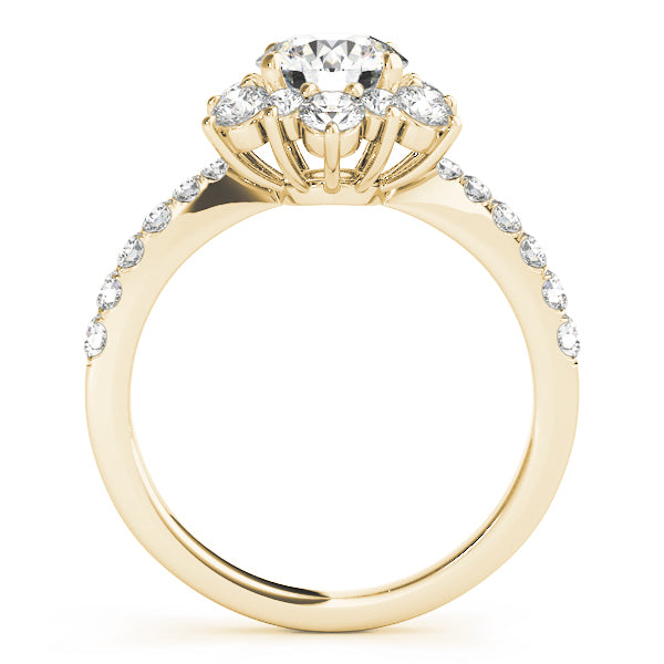 LUMEO Round Floral-Inspired Halo Engagement Ring 