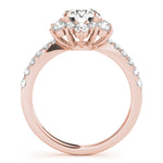 LUMEO Round Floral-Inspired Halo Diamond Engagement Ring in Platinum in 18k Solid Rose Gold 