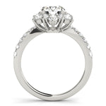LUMEO Round Floral-Inspired Halo Engagement Ring 