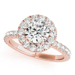 LUMEO Round Halo Diamond Engagement Ring Front View in 18k Solid Rose Gold 