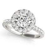 LUMEO Round Halo Diamond Engagement Ring Front View in Platinum 