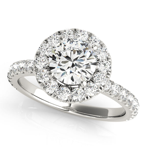 LUMEO Round Halo Diamond Engagement Ring Front View in Platinum 