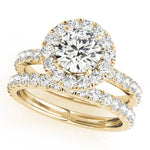 LUMEO Round Halo Diamond Engagement Ring Set in 18k Solid Yellow Gold 