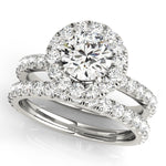 LUMEO Round Halo Diamond Engagement Ring Set in Platinum 